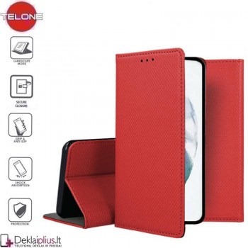 Telone smart magnet atverčiamas dėklas - raudonas (Samsung S21)